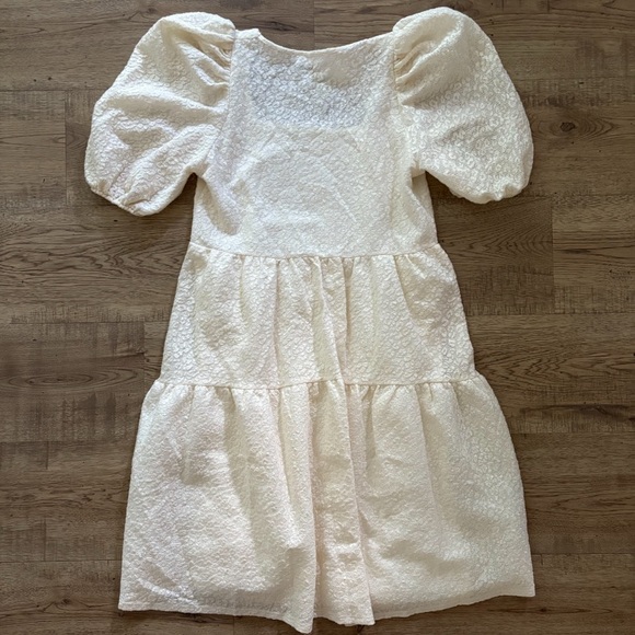 NWOT Mango Cream Floral Puff Sleeve Midi Dress. Size 8 Double lined. - Picture 4 of 7